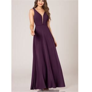 New SORELLA VITA Women's Aubergine V-neck Chiffon Bridesmaid Dress Size 12